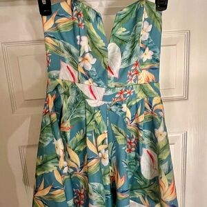 Tropical Floral One Piece in Blue and Green